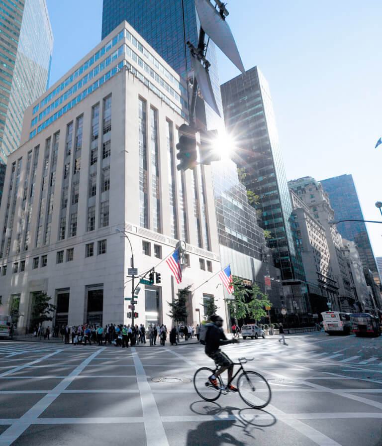 Picture of an intersection in city traffic