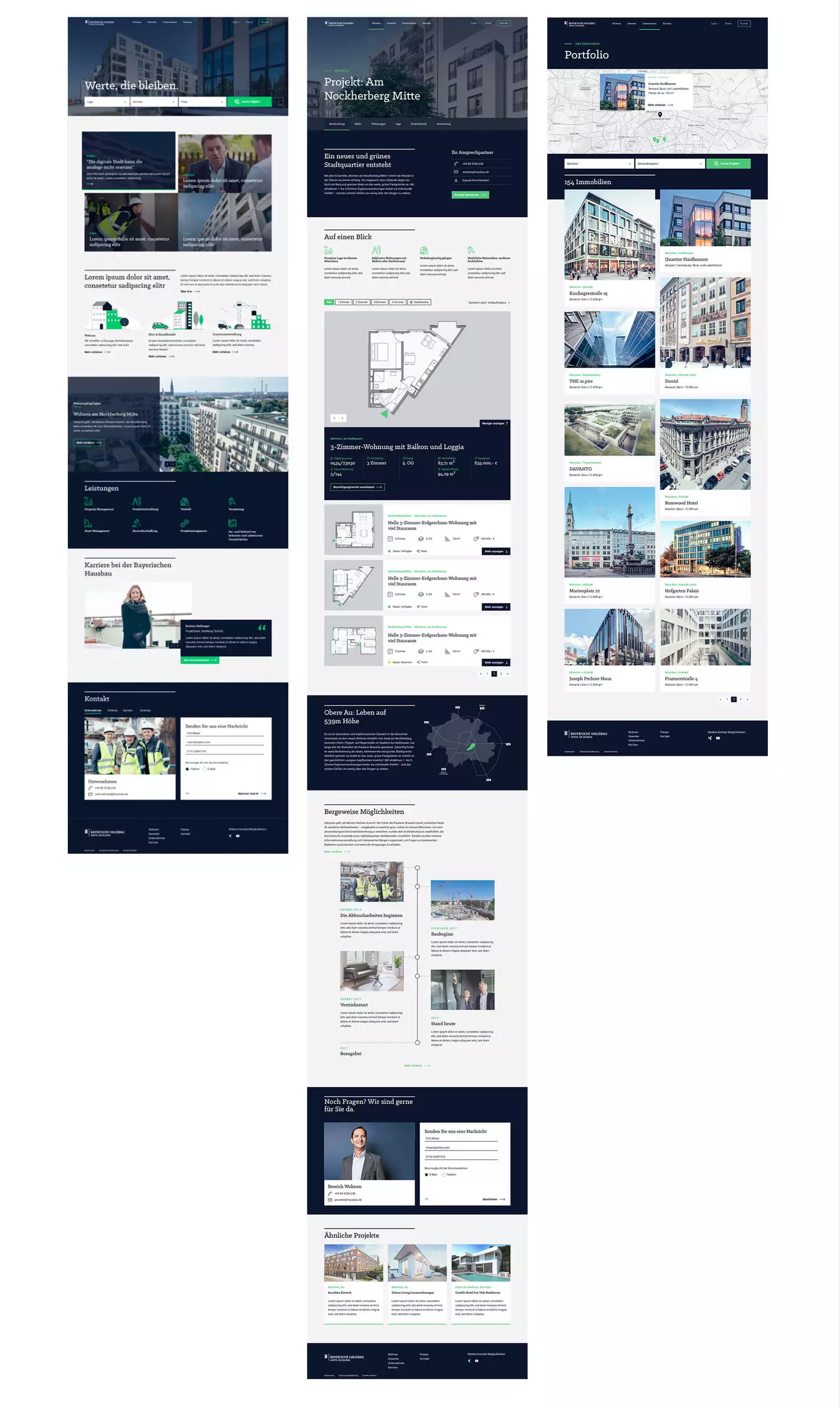 Pages der Website für 'Bayrische Hausbau'
