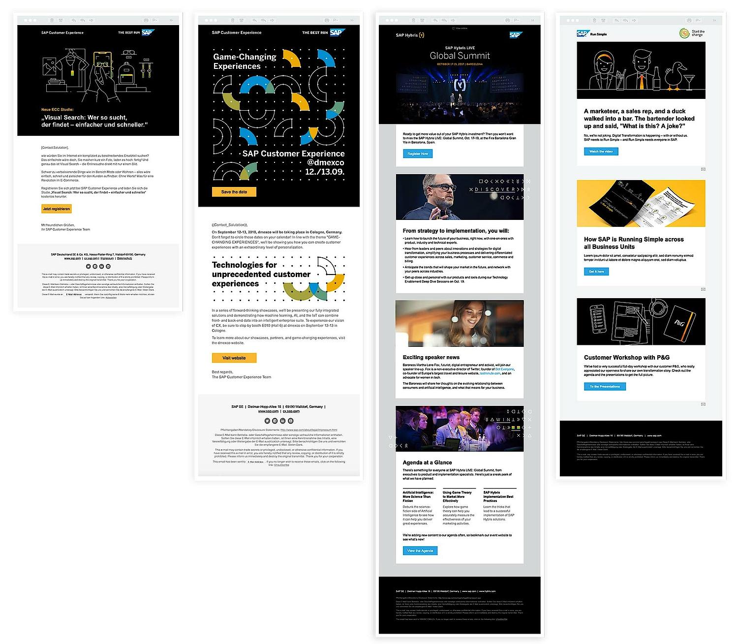 Mailings für SAP Hybris in von der Design-Agentur SNK entwickelten CI