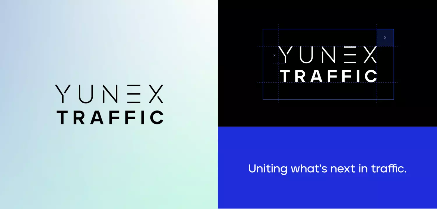 Graphic shows the Yunex brand claim: Uniting what's next in Traffic